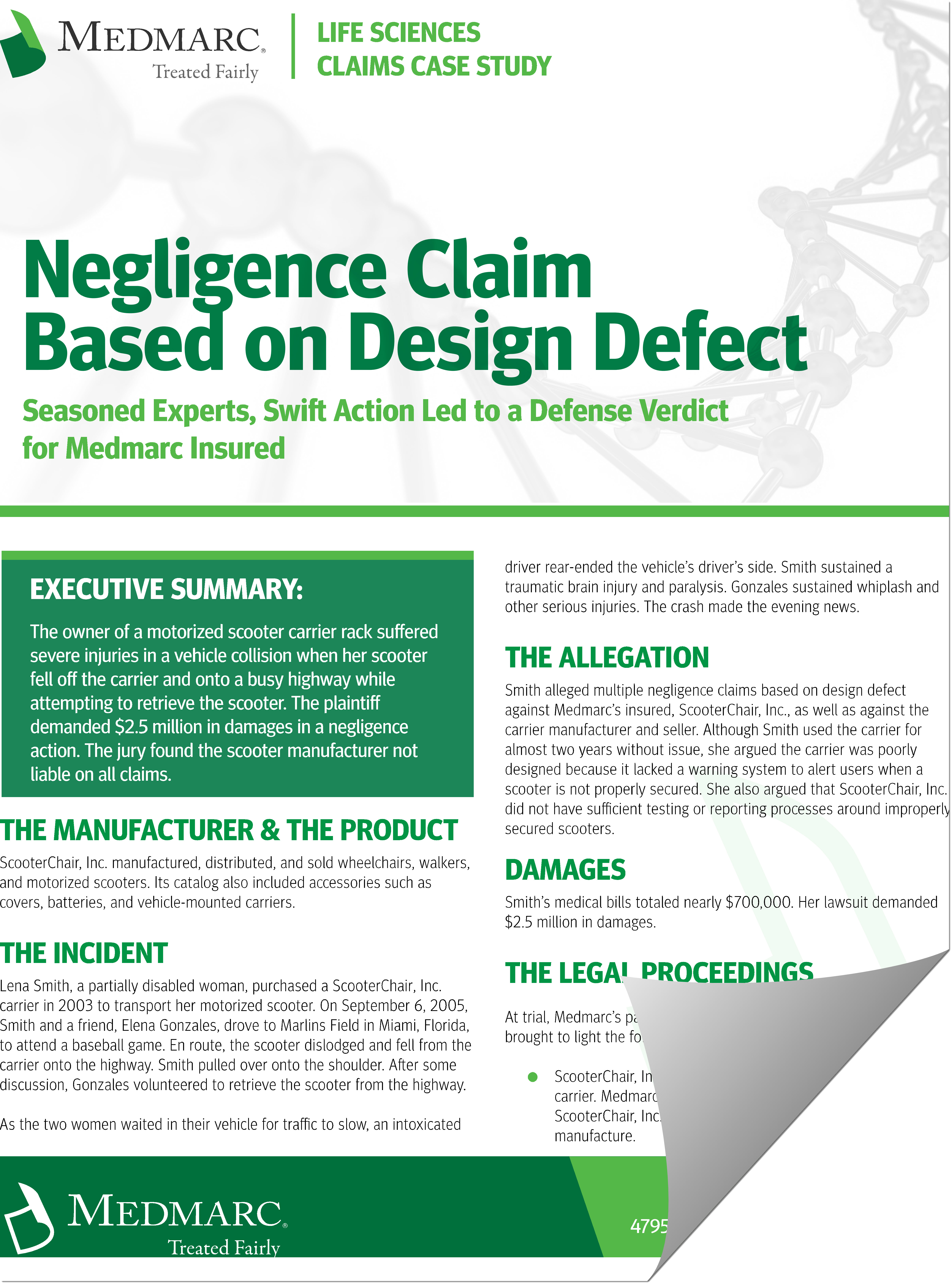 Claims Case Study Negligent Design Defect